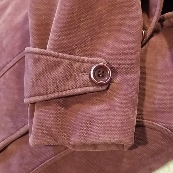 Long collar plum button up corduroy jacket S - Picture 9 of 9